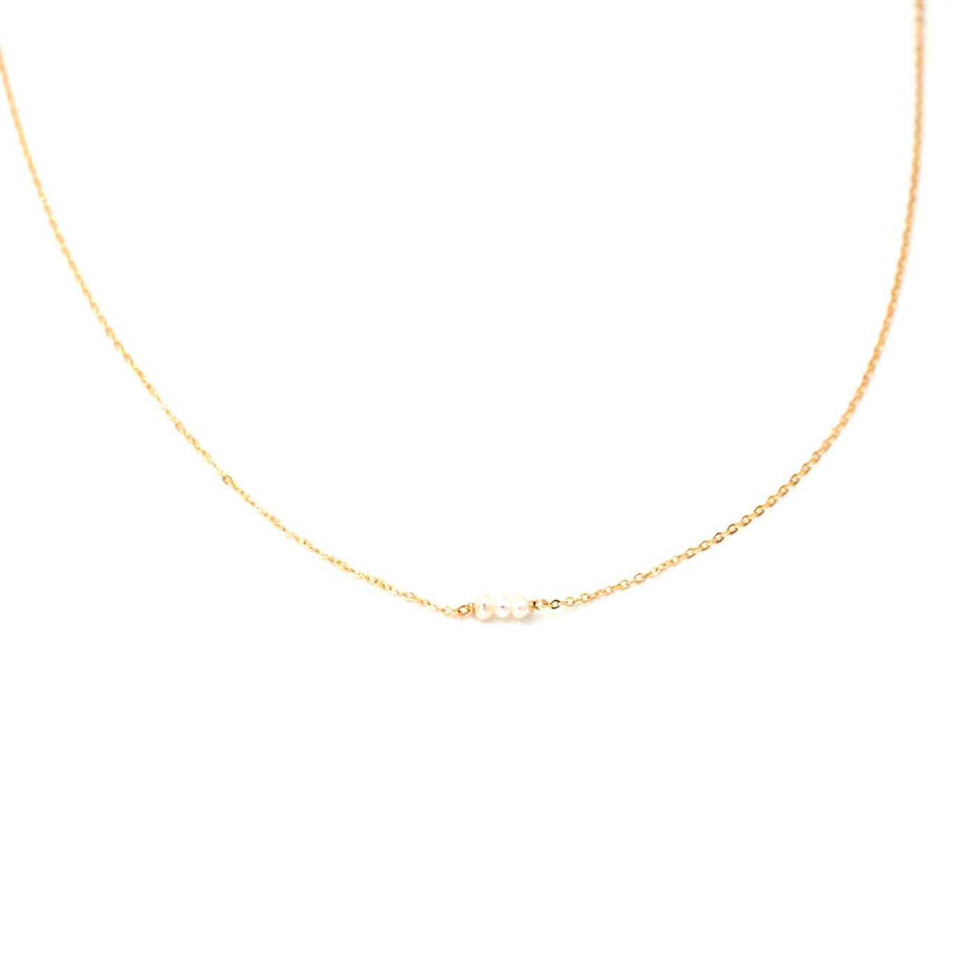 gold plated necklace with tiny fresh water pearls