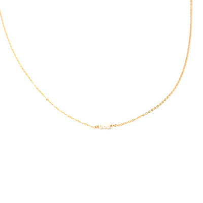 gold plated necklace with tiny fresh water pearls
