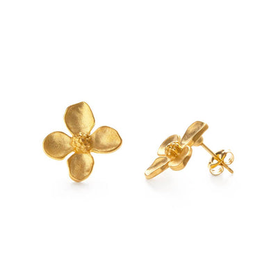 14k gold plated dogwood flower earrings