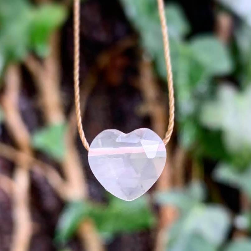rose quartz faceted heart necklace