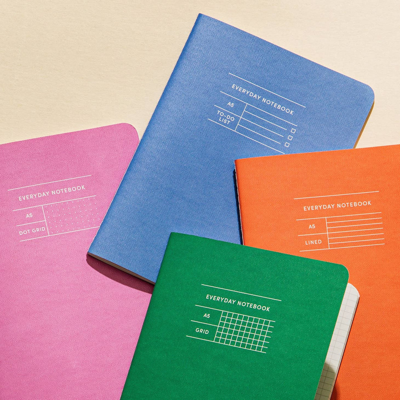 everyday notebooks in various colors