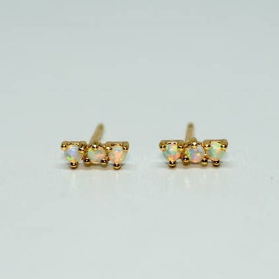 tiny triple opal stud earrings