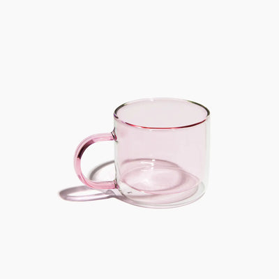 glass pink mug