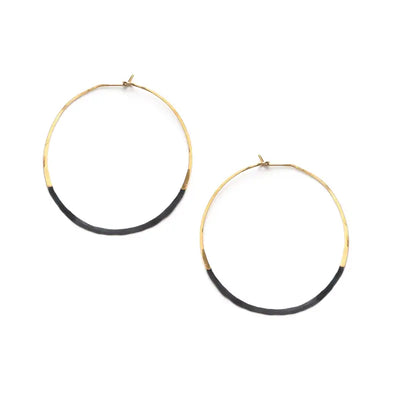 patina dipped brass hoops