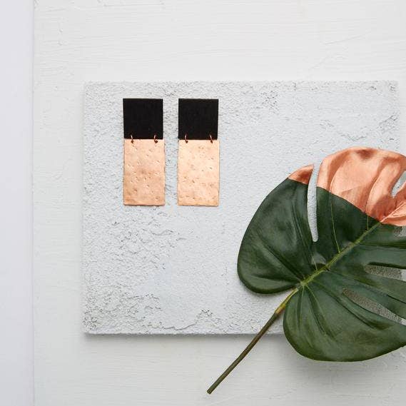 black and copper statement earrings