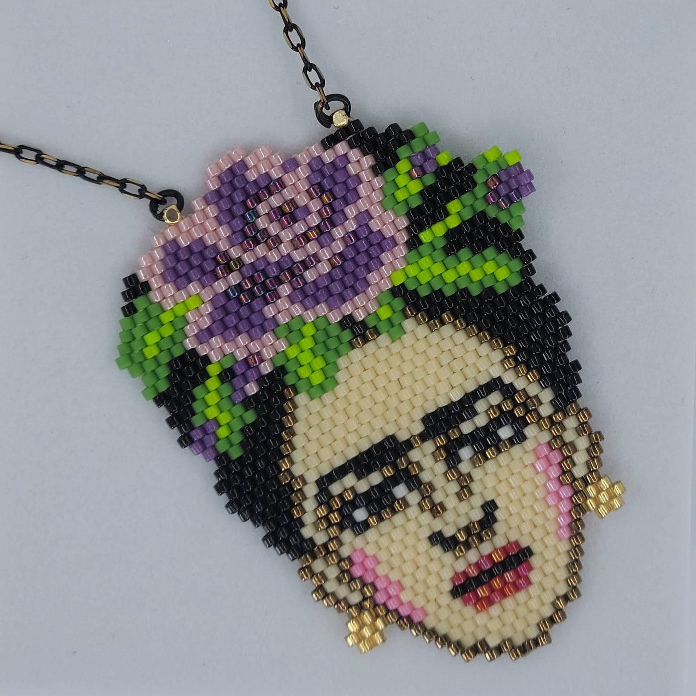 Frida Kahlo Necklace with Purple Flower Headband