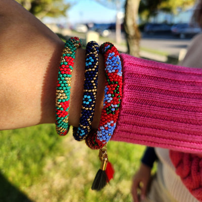 set of 3 crocheted beaded bracelets
