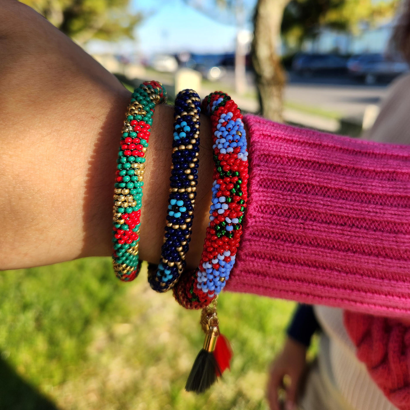 set of 3 crocheted bracelets