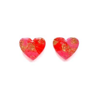 resin and glitter heart stud earrings