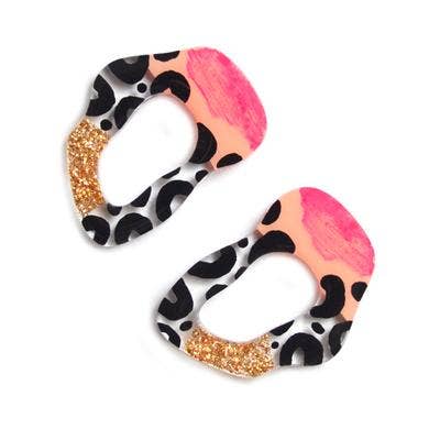 leopard squiggle circle stud earrings