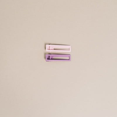 matte hair clip duo set in mauve and pink