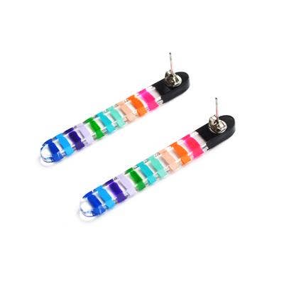 rainbow stripes bar stud earrings