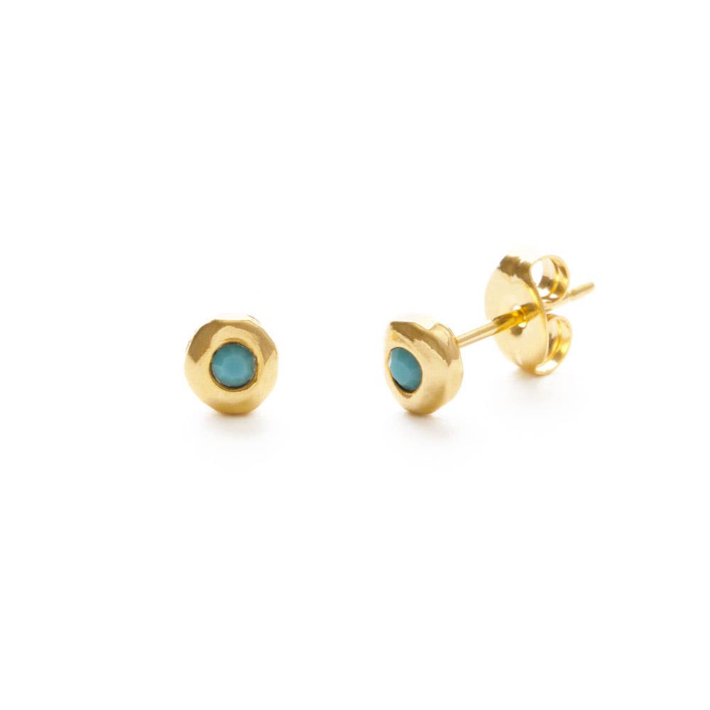 tiny turquoise gold studs