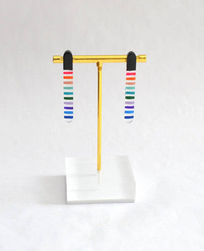 rainbow stripes bar stud earrings