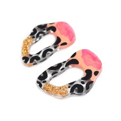 leopard squiggle circle stud earrings