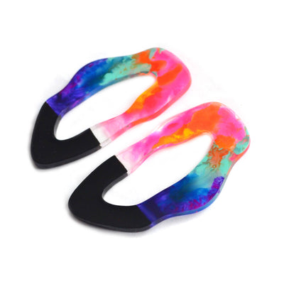 rainbow circle squiggle stud earrings