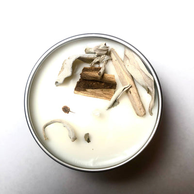 cleanse candle with palo santo and cedar