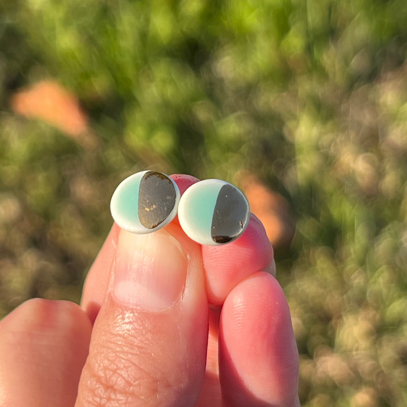 Porcelain Gold Circle Stud Earrings