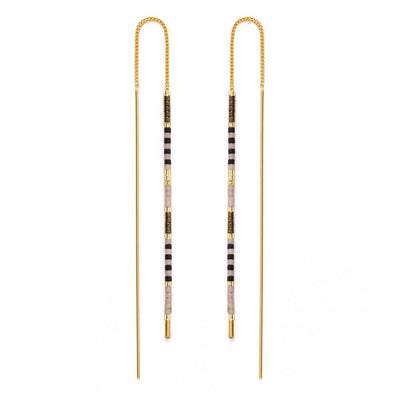 Japanese Miyuki Glass Beaded Earring Threaders with 14k Gold Plated Brass in Chocolate brown tones