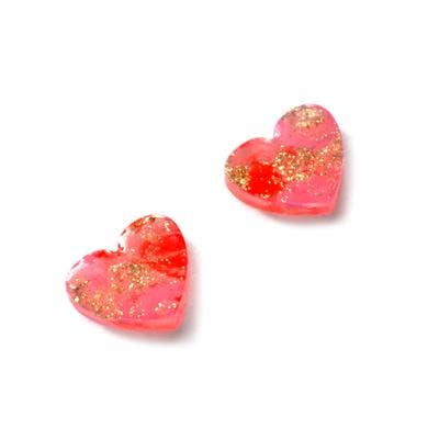 resin and glitter heart stud earrings