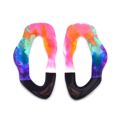 rainbow circle squiggle stud earrings