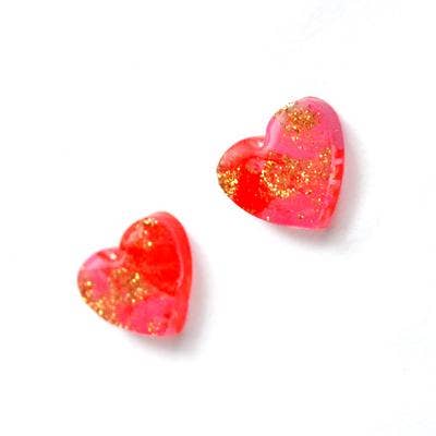 resin and glitter heart stud earrings