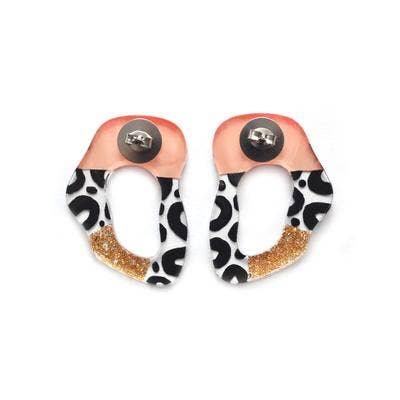 leopard squiggle circle stud earrings