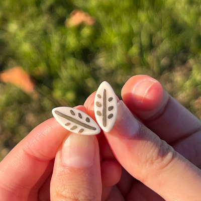 porcelain gold leaf studs in white