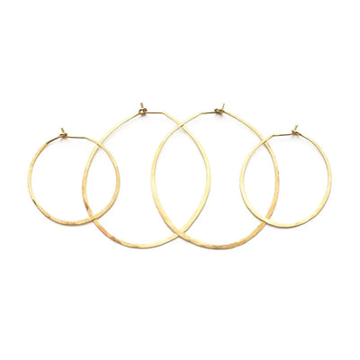 gold filled hand formed hoops in 2 sizes