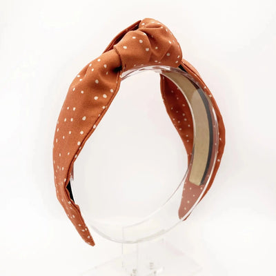 boho top knot headband with burnt orange print