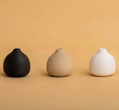 Trio of micro vases in black, sand and white