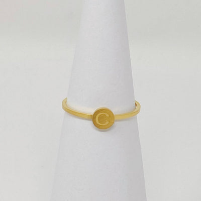 18k gold plated stainless steel monogram ring with "C" initial