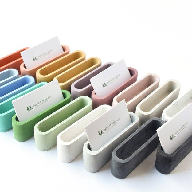 Colorful concrete business card holders