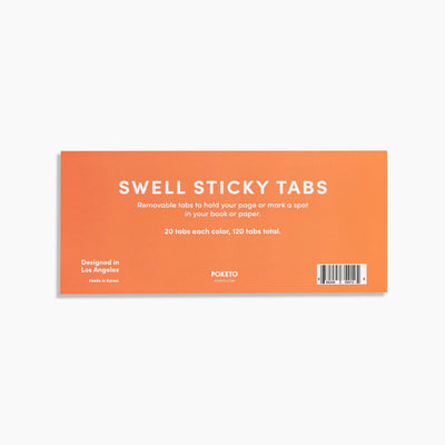 Back of sticky tabs case, orange cardboard