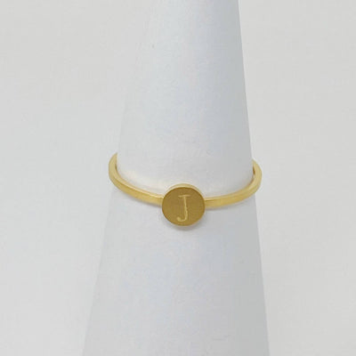 18k gold plated stainless steel monogram ring with "J" initial